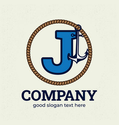 Letter J Logo With Anchor Logo Design Template