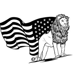 Monochrome Lion With Usa Flag On Background