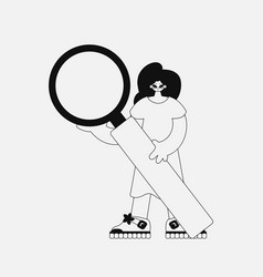 An Attractive Woman Is Holding A Magnifying Glass