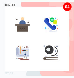 Set 4 Flat Icons On Grid For Classroom