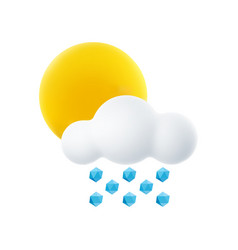 3d Cartoon Icon Of Cloudy Weather With Hail Sign