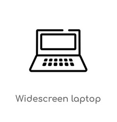 Outline Widescreen Laptop Icon Isolated Black