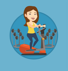 Woman Exercising On Elliptical Trainer