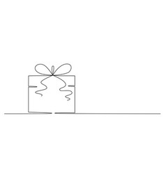 Gift Box With Bow Hand Drawing Single Line