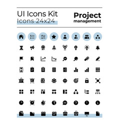 Project Management Black Glyph Ui Icons Kit