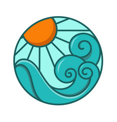 Sunset And Ocean Waves Logo