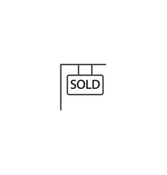 Yard Sold Sign Board Line Icon Sale Banner Tag