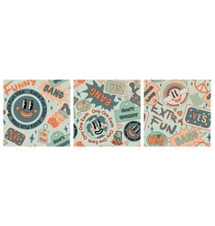 90 Cool Sticker Collage Seamless Pattern Set