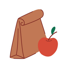 Lunch For School Paper Bag With Food And An Apple