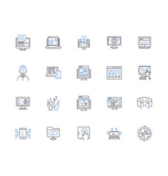 Digital Hub Line Icons Collection Innovation