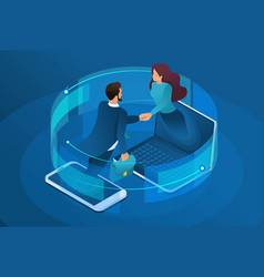 Isometric Business Global Online Collaboration