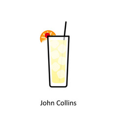 John Collins Cocktail Icon In Flat Style