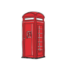 Classic British Red Phone Booth Simple Clip Art