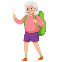 Senior Woman Tourist With Backpack