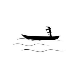 Silhouette Asian Man Sailing In Boat