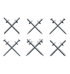 Sword Crossed Heraldry Cartoon Flat Icon Set