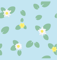 Water Lily Seamless Pattern With Abstract Leaves