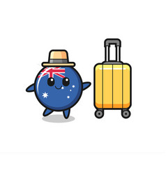 Australia Flag Badge Cartoon With Luggage