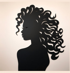 Black Silhouette Tattoo Of A Woman With Long Hair