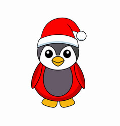 Funny Christmas Penguin With Santa Claus Hat