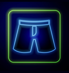 Glowing Neon Short Or Pants Icon Isolated On Blue