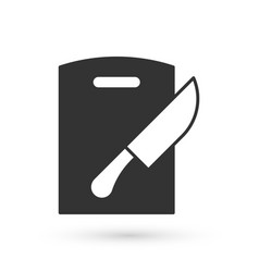 Grey Cutting Board And Knife Icon Isolated