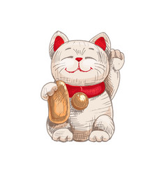 Maneki Neko Japan Lucky Cat With Raised Paw