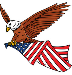 Eagle Carrying Flag Cartoon Colored Clipart