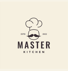 Simple Hipster Head Chef Mustache Logo Design