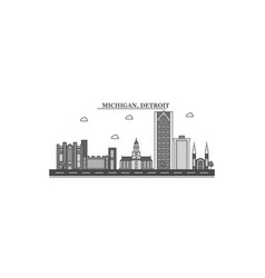 United States Detroit City Skyline Isolated