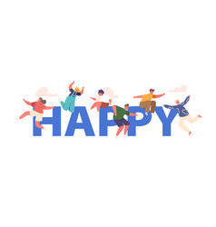 Conceptual Poster With Energetic And Joyful Happy