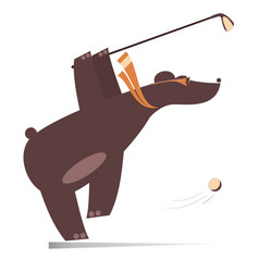 Cute Bear Playing Golf