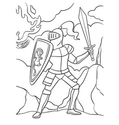 Knight In A Fighting Pose Coloring Page For Kids