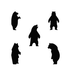 Standing Bear Silhouette Icon Set