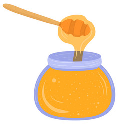 Cartoon With Honey In Jar