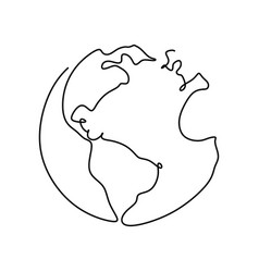 Earth Globe One Line Drawing Minimalism Design