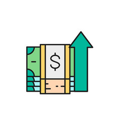 Money Banknotes With Up Arrow Interest Rate