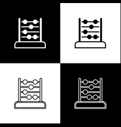 Set Abacus Icon Isolated On Black And White