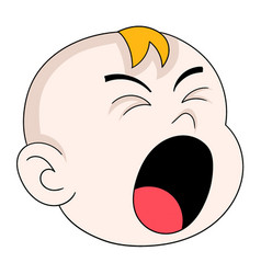 Emoticon Baby Boy Head Opening Mouth Yawning