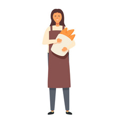 Female Take Hot Bread Package Icon Cartoon