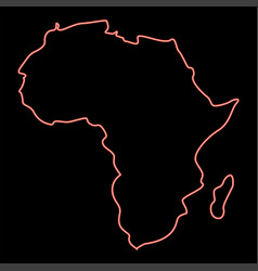 Neon Map Of Africa Red Color Image Flat Style