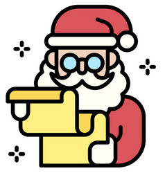 Santa Claus Reading Gift List Icon Christmas