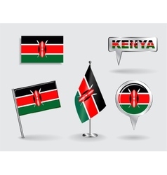 Set Of Kenyan Pin Icon And Map Pointer Flags