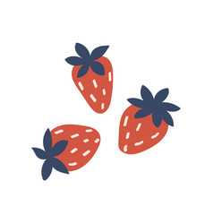 Three Strawberries Hand Drawn Isolated