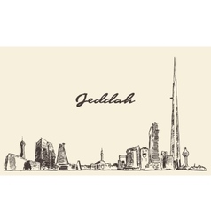 Concept Jeddah Skyline With Kingdom Tower Drawn