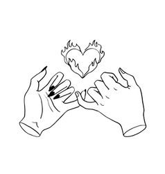 Pinky Promise Doodle Hands And Heart On Fire