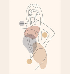 Young Woman Linear Minimalist Drawing Poster