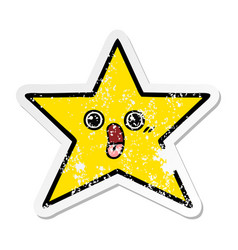 Distressed Sticker Of A Cute Cartoon Gold Star