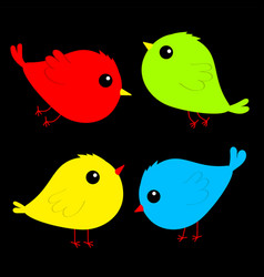 Four Bird Set Icon Cute Kawaii Cartoon Funny Baby