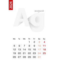 Minimalist Calendar Template For August 2024